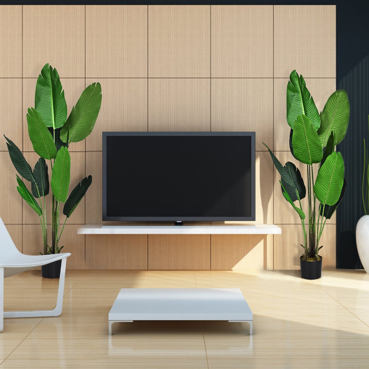 160cm Artificial Tropical Palm Tree with 10 Leaves and Black Pot