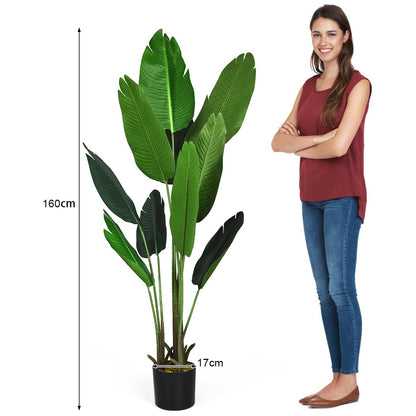 160cm Artificial Tropical Palm Tree with 10 Leaves and Black Pot