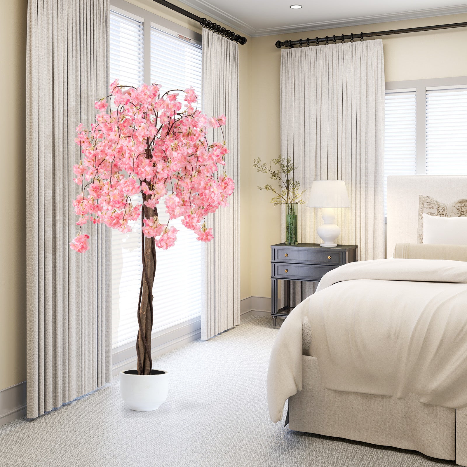 163CM Tall Artificial Cherry Blossom Tree with Flowers Set of 2-Pink