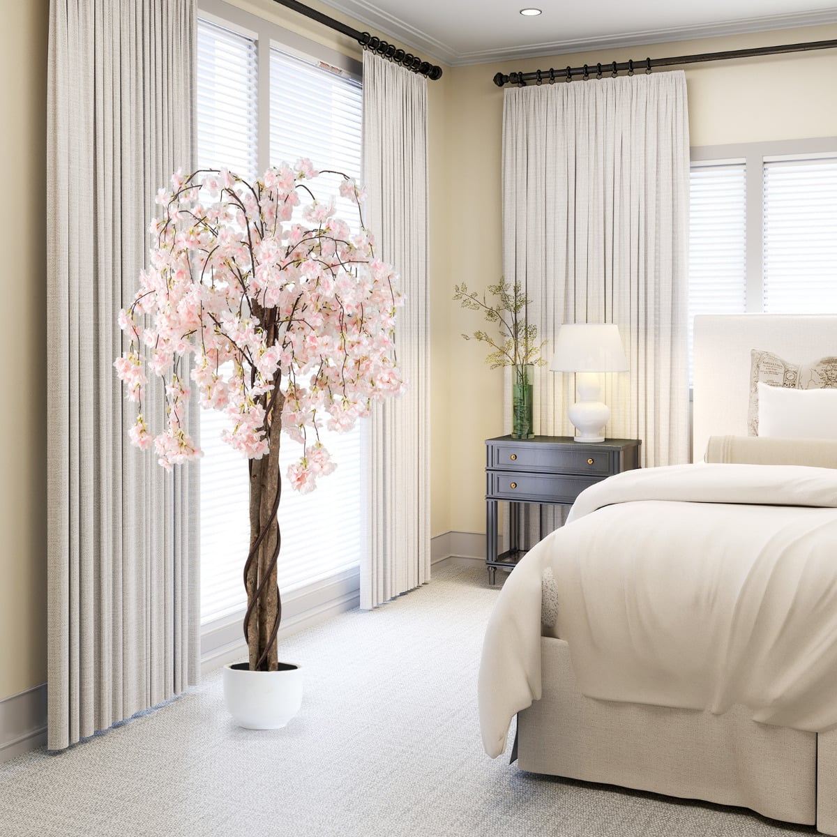163CM Tall Artificial Cherry Blossom Tree with Flowers-White