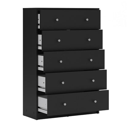 May Chest of 5 Drawers in Black - Black