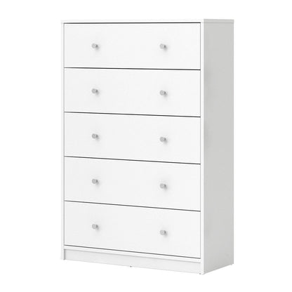 May Chest of 5 Drawers in White - White
