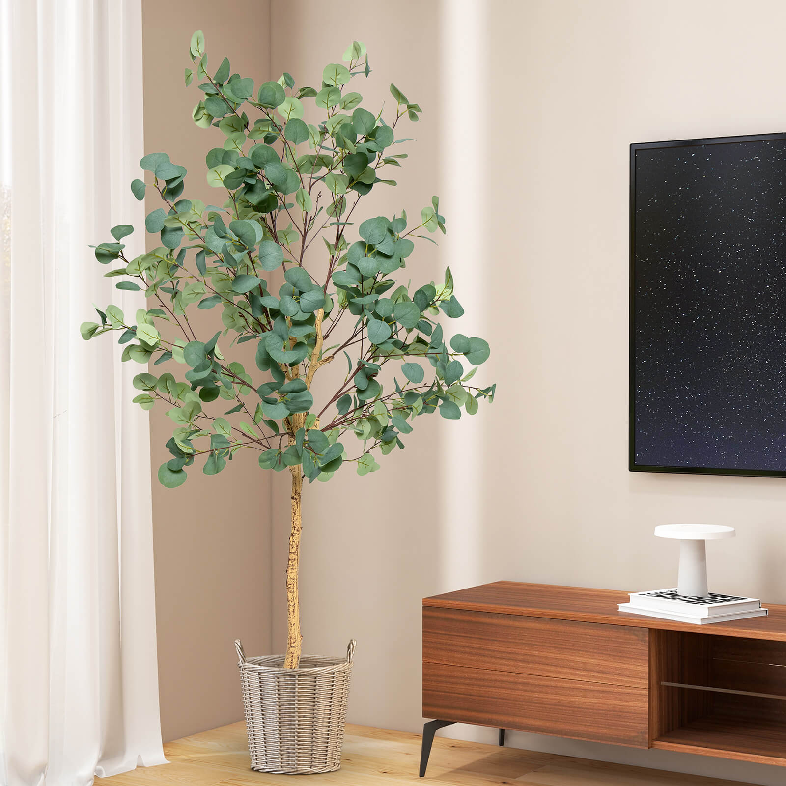 1.4/1.65 m Artificial Eucalyptus Tree with Silver Dollar Leaves-1.65 m