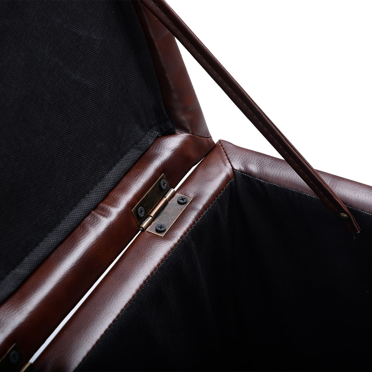 40cm PU Leather Cube Storage Ottoman with Lid-Brown