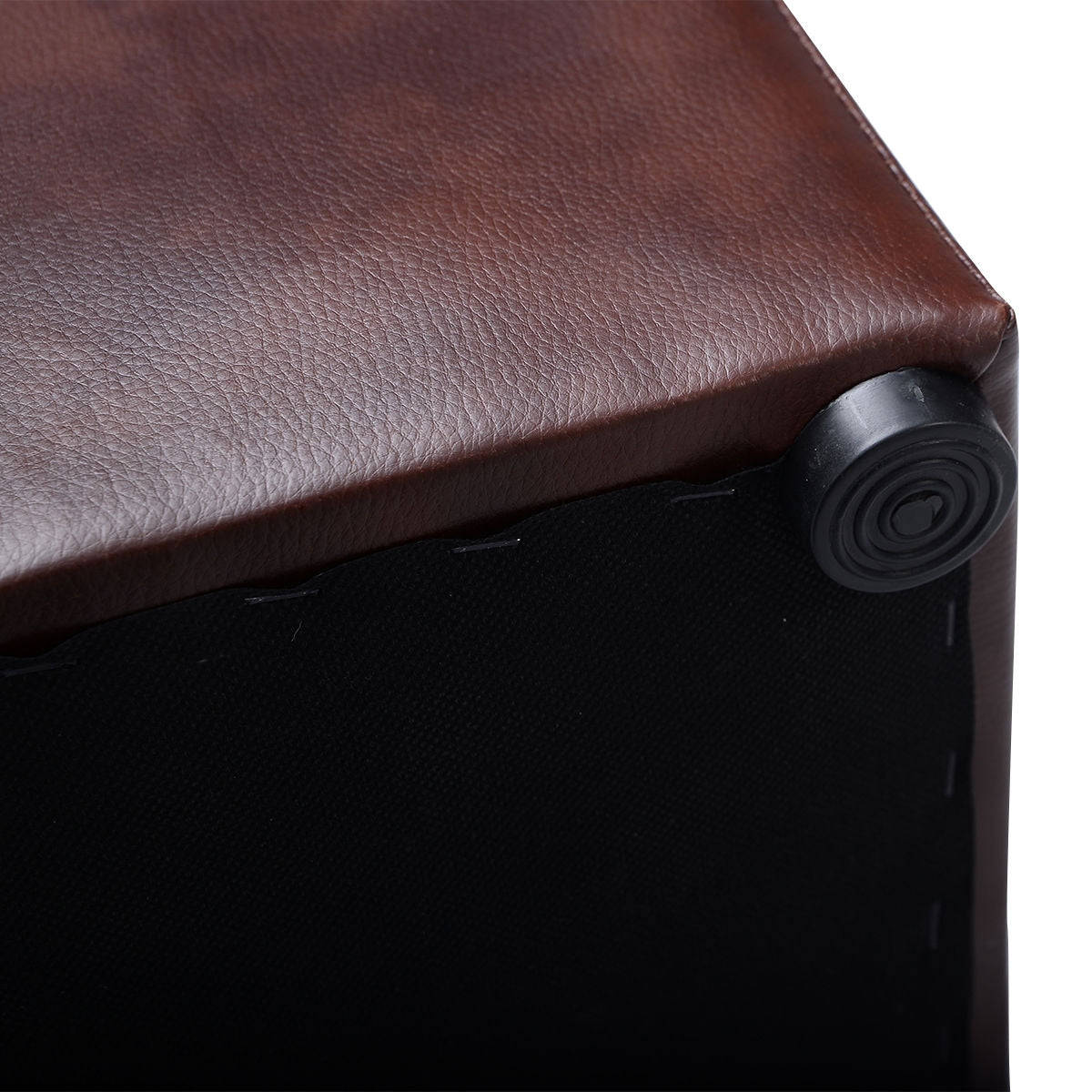 40cm PU Leather Cube Storage Ottoman with Lid-Brown