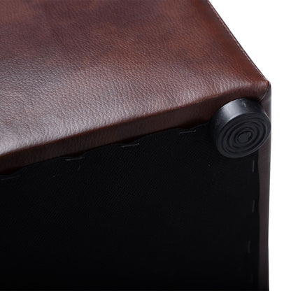 40cm PU Leather Cube Storage Ottoman with Lid-Brown