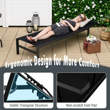 6-Position Chaise Lounge Chairs with Rustproof Aluminium Frame for Patio-Black