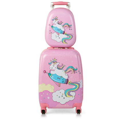 Hardside Rolling Suitcase with Spinner Wheels & Retractable Handle-Pink