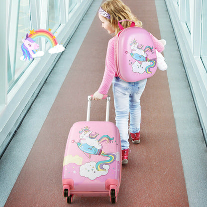 Hardside Rolling Suitcase with Spinner Wheels & Retractable Handle-Pink