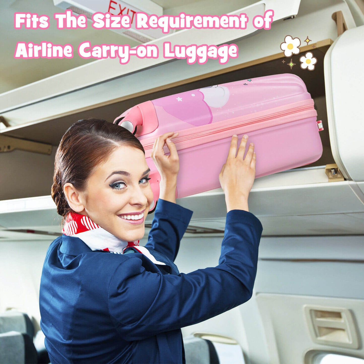 Hardside Rolling Suitcase with Spinner Wheels & Retractable Handle-Pink