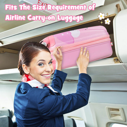 Hardside Rolling Suitcase with Spinner Wheels & Retractable Handle-Pink