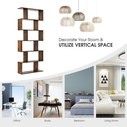 6-Tier Bookshelf with Anti-Tipping Device for Office