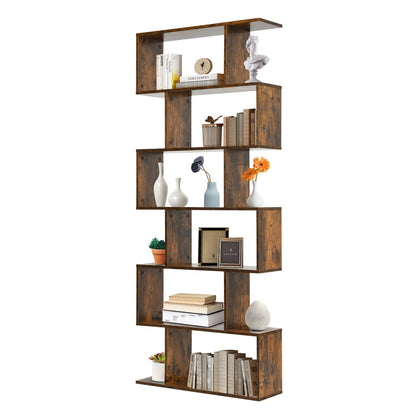 6-Tier Bookshelf with Anti-Tipping Device for Office