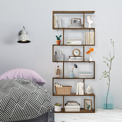6-Tier Bookshelf with Anti-Tipping Device for Office