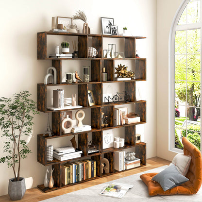 6-Tier Bookshelf with Anti-Tipping Device for Office