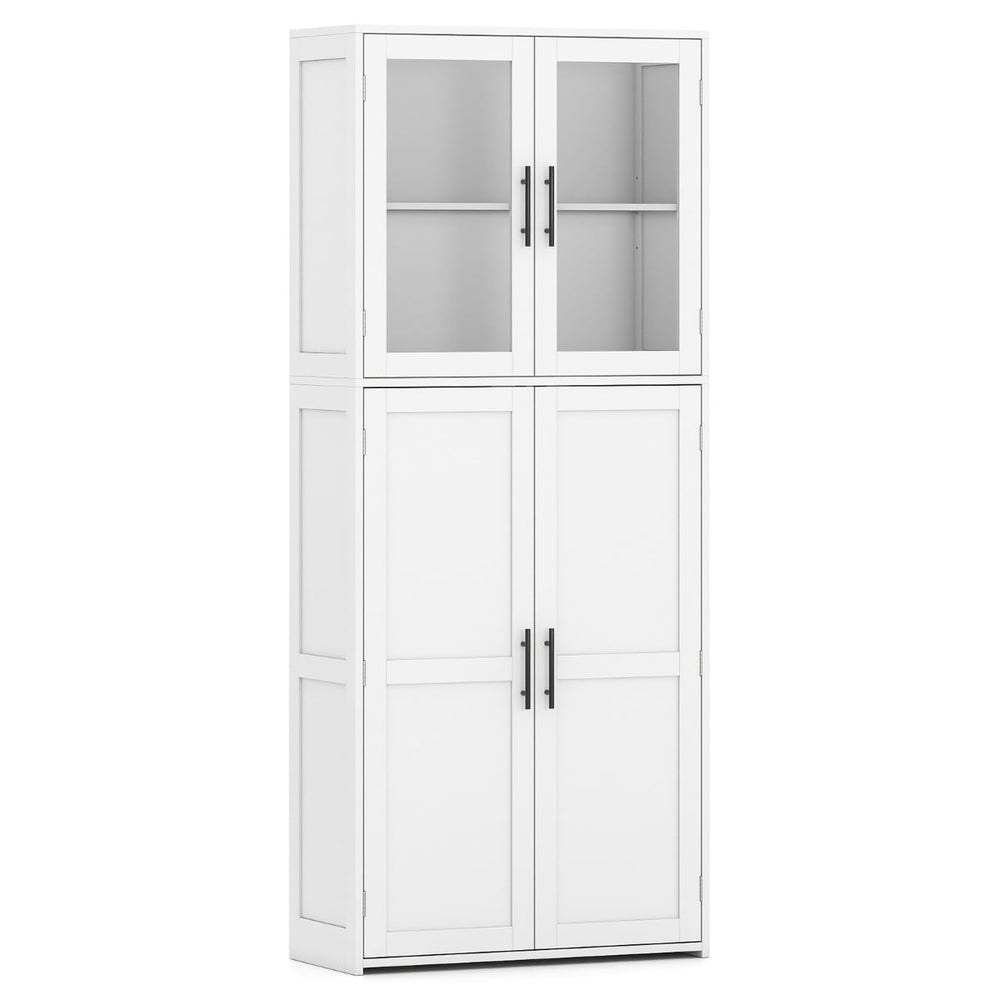 168CM Tall Freestanding Cleaning Tool Cabinet with Doors and Shelves-White