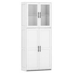 168CM Tall Freestanding Cleaning Tool Cabinet with Doors and Shelves-White