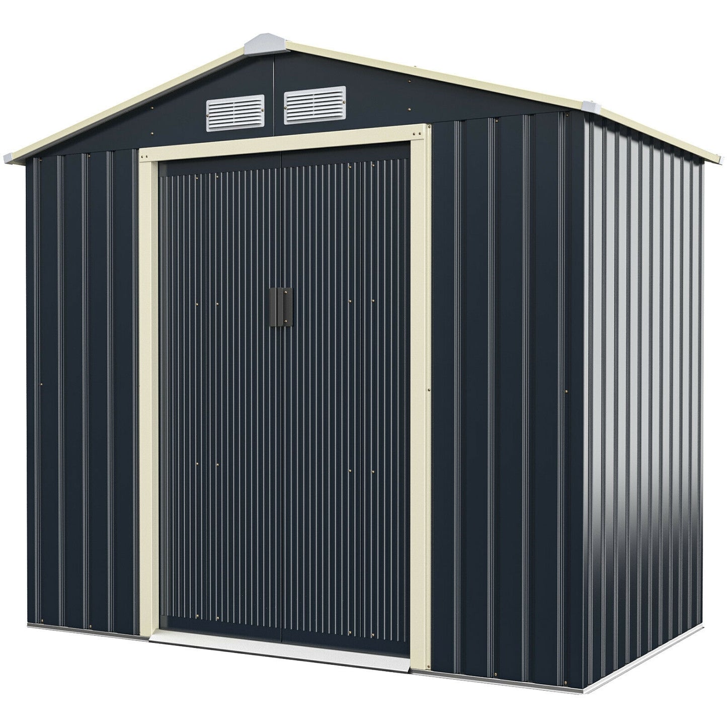 Outdoor Storage Shed with 4 Vents and Double Sliding Door-213x127cm Storage Shed