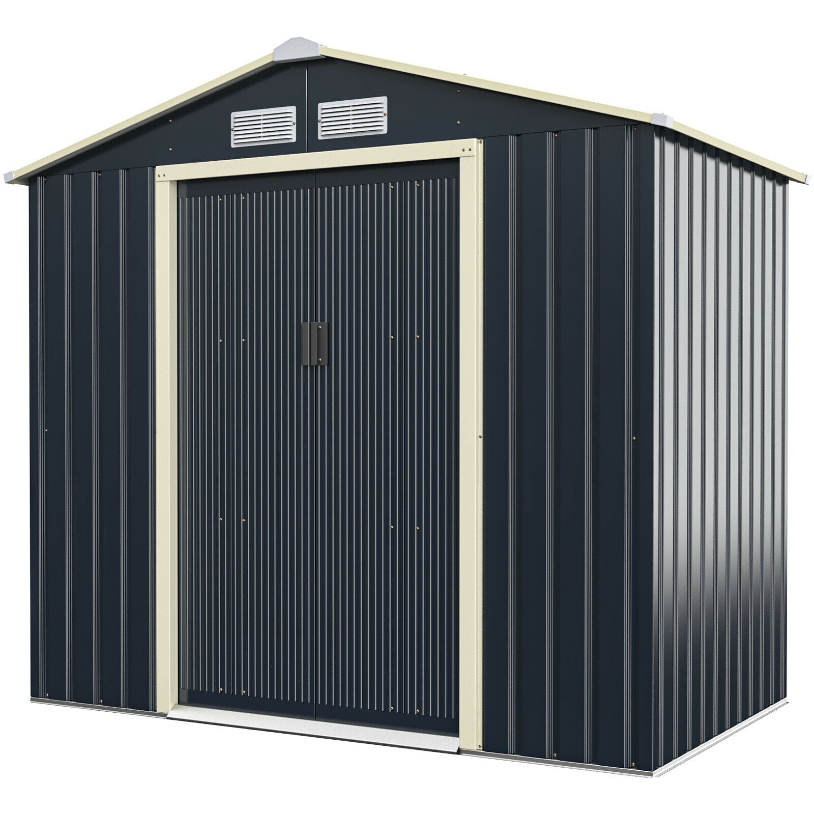 Outdoor Storage Shed with 4 Vents and Double Sliding Door-213x127cm Storage Shed