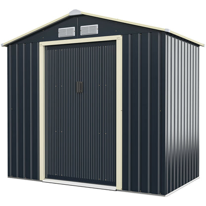 Outdoor Storage Shed with 4 Vents and Double Sliding Door-213x127cm Storage Shed