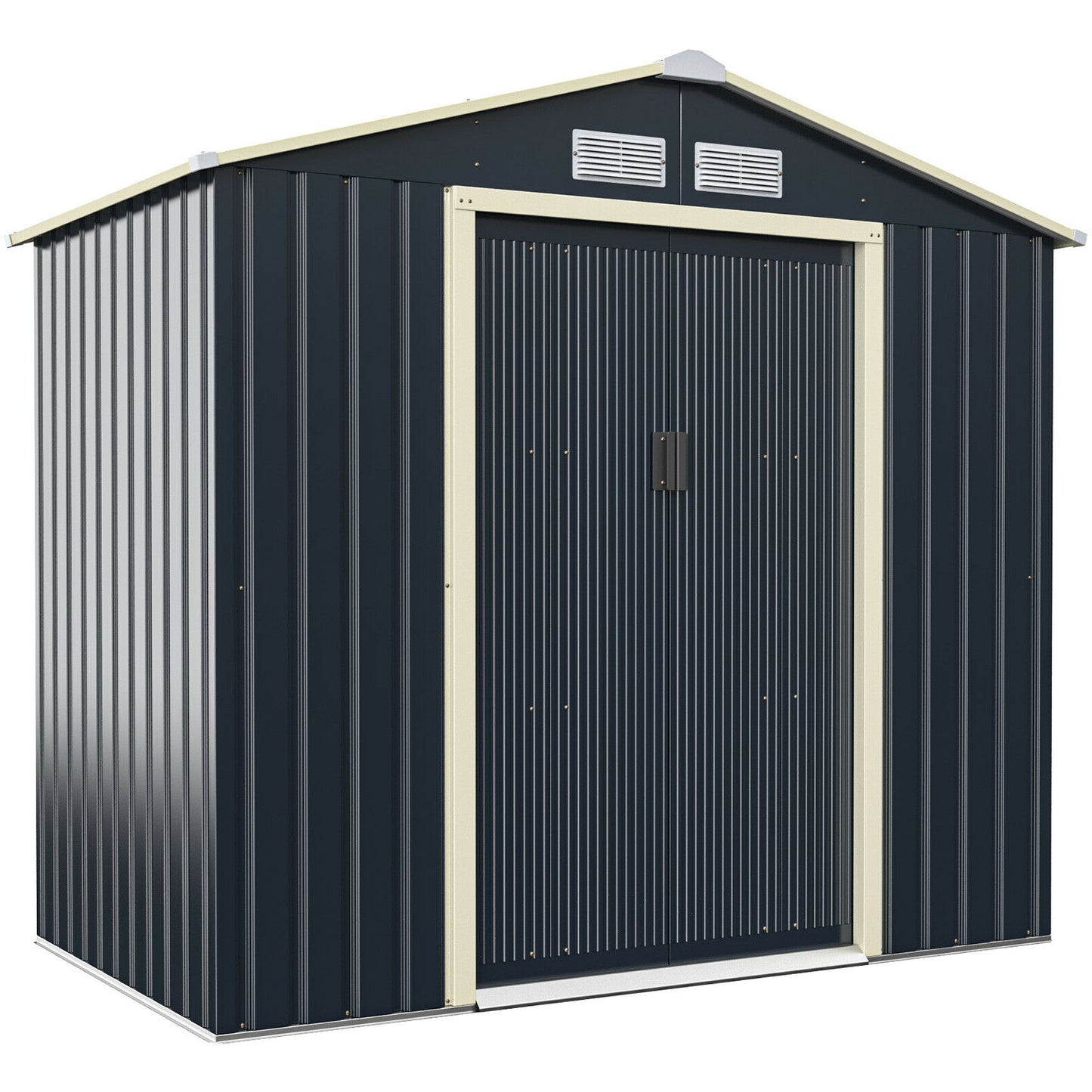 Outdoor Storage Shed with 4 Vents and Double Sliding Door-213x127cm Storage Shed