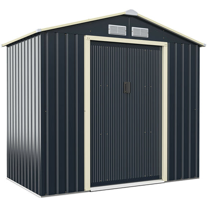 Outdoor Storage Shed with 4 Vents and Double Sliding Door-213x127cm Storage Shed