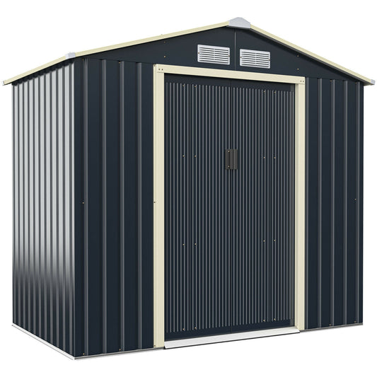 Outdoor Storage Shed with 4 Vents and Double Sliding Door-213x127cm Storage Shed