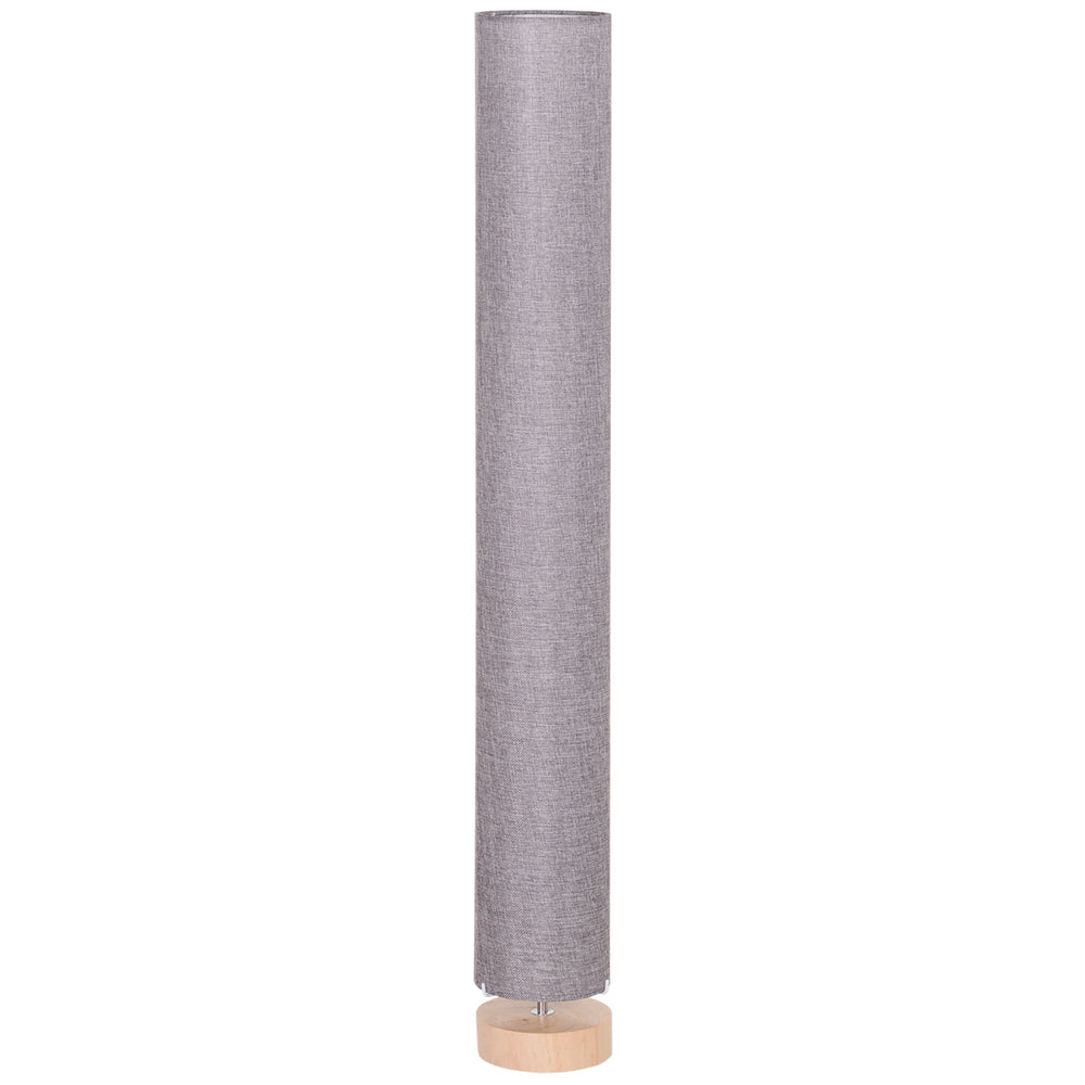 HOMCOM Floor Lamp for Living Room, 47" Modern Standing Lamp with Linen Shade, Wooden Base, Grey