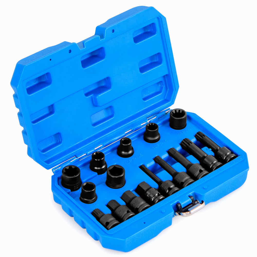 16pcs Impact Brake Caliper Socket Set with Engines and Hubs of Most Car Brands-Blue