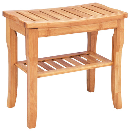 Bamboo Shower Bench Seat with Storage Shelf for Bath