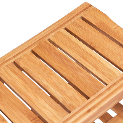 Bamboo Shower Bench Seat with Storage Shelf for Bath