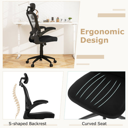 Ergonomic Mesh Office Chair with Adjustable Height-Black