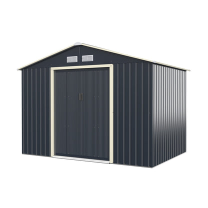 Outdoor Storage Shed with 4 Vents and Double Sliding Door-277x181cm Storage Shed