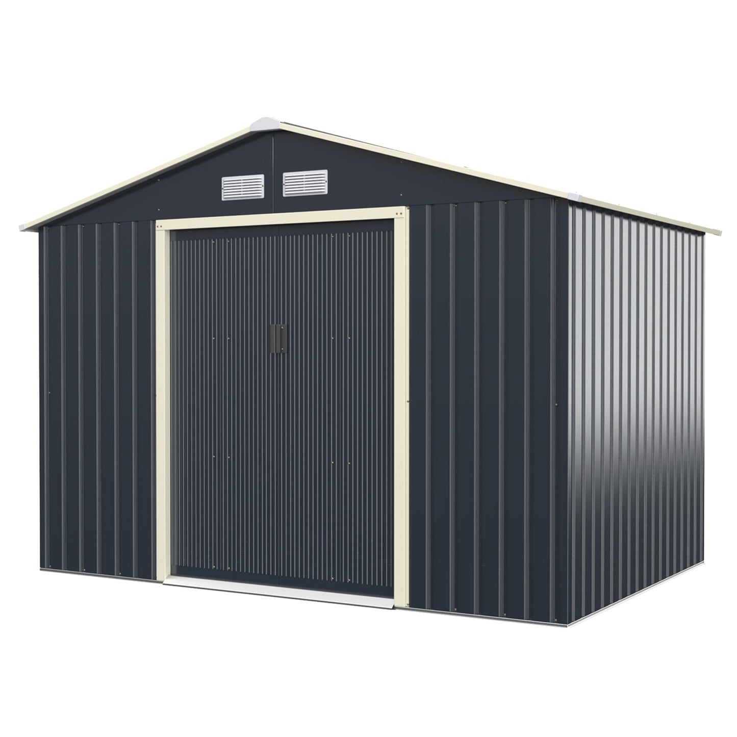 Outdoor Storage Shed with 4 Vents and Double Sliding Door-277x181cm Storage Shed