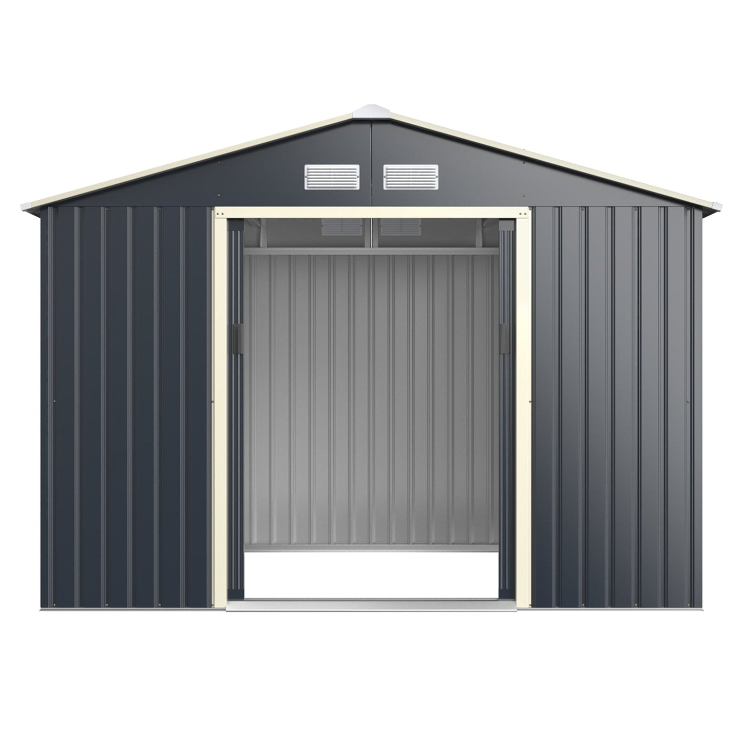Outdoor Storage Shed with 4 Vents and Double Sliding Door-277x181cm Storage Shed