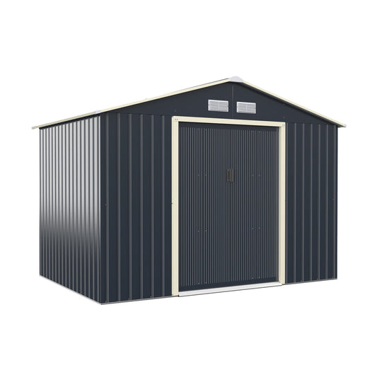 Outdoor Storage Shed with 4 Vents and Double Sliding Door-277x181cm Storage Shed