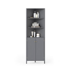 172 CM Tall Corner Cabinet with 5 Shelves and 2 Fluted Doors-Grey