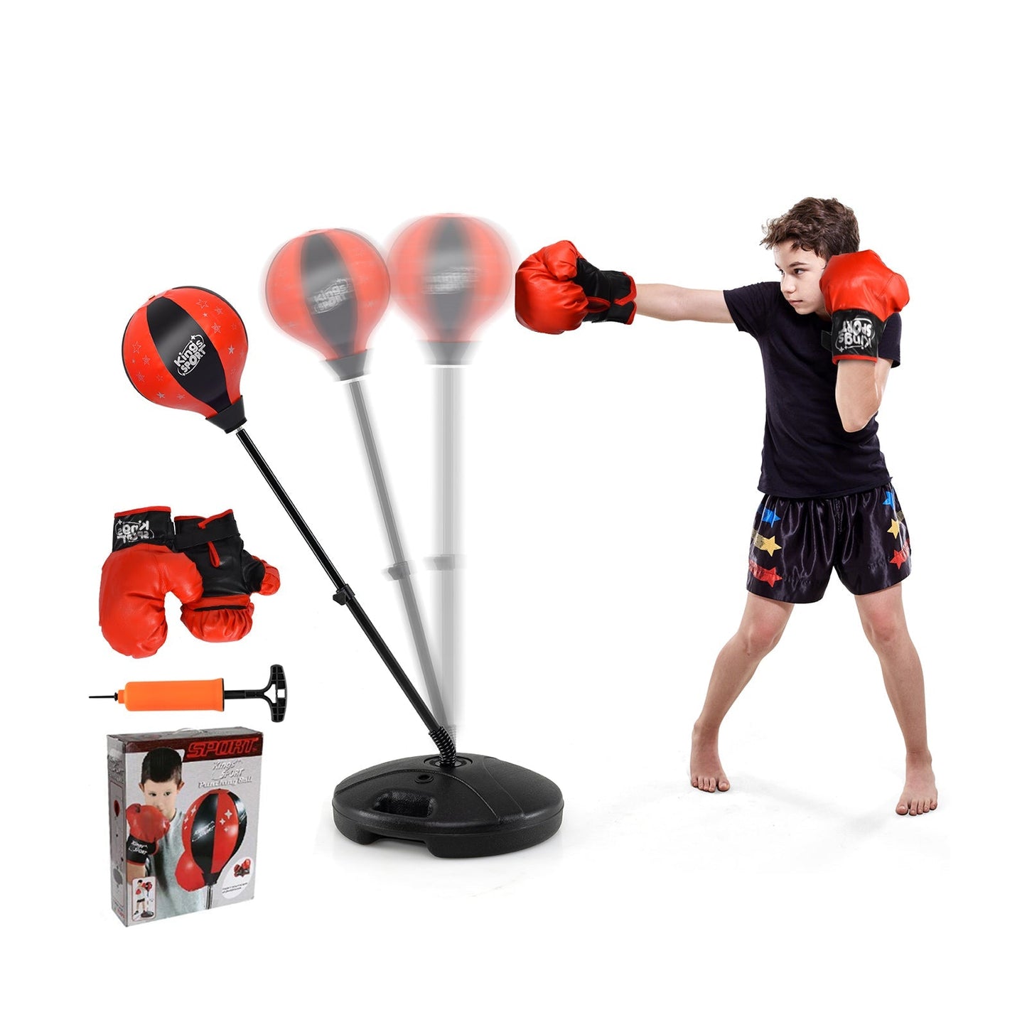 Kids Adjustable Stand Punching Bag Toy Set with Boxing Glove