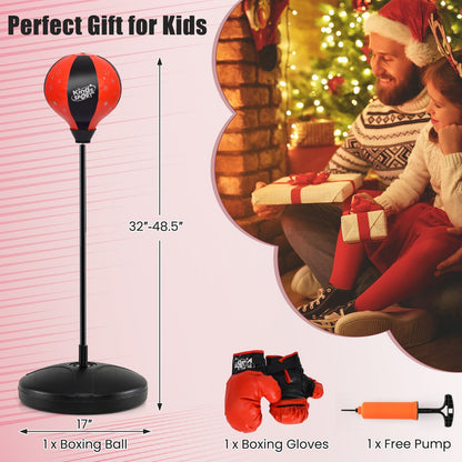 Kids Adjustable Stand Punching Bag Toy Set with Boxing Glove
