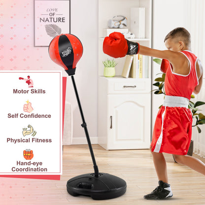 Kids Adjustable Stand Punching Bag Toy Set with Boxing Glove