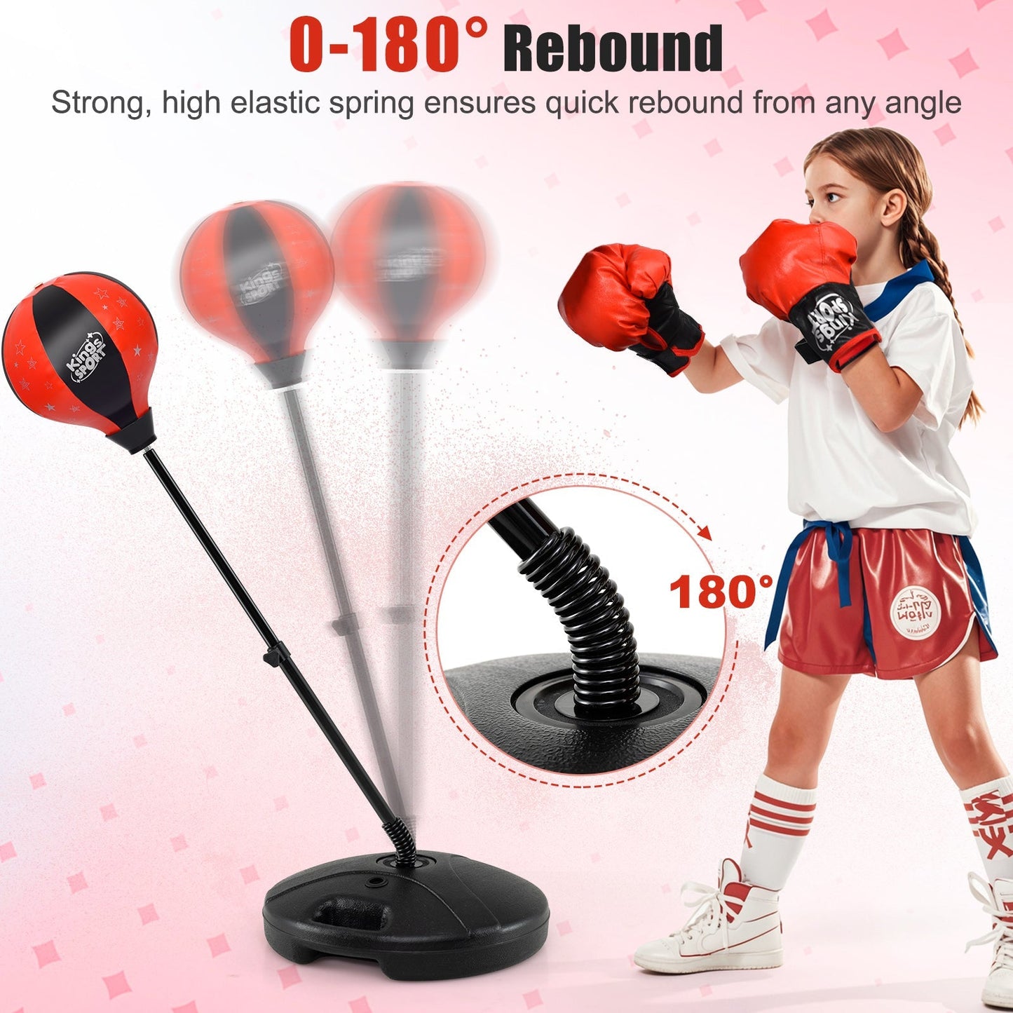 Kids Adjustable Stand Punching Bag Toy Set with Boxing Glove