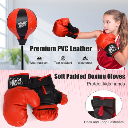 Kids Adjustable Stand Punching Bag Toy Set with Boxing Glove