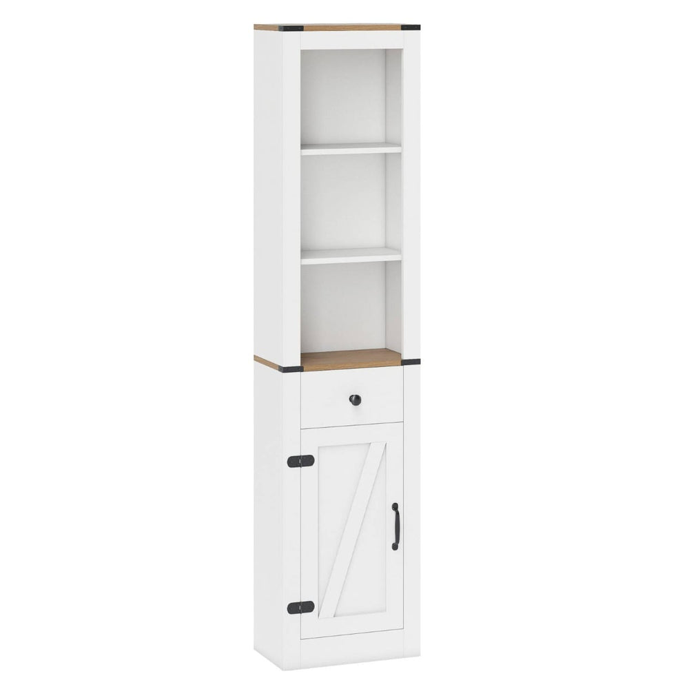 173cm Tall Bathroom Cabinet with Drawer and Adjustable Shelf-White