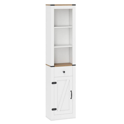 173cm Tall Bathroom Cabinet with Drawer and Adjustable Shelf-White