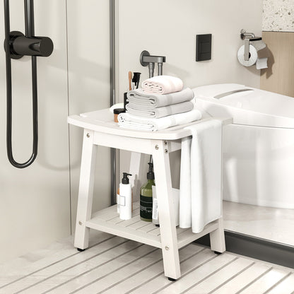 HIPS Shower Bench Seat with Handle Shower Head-White
