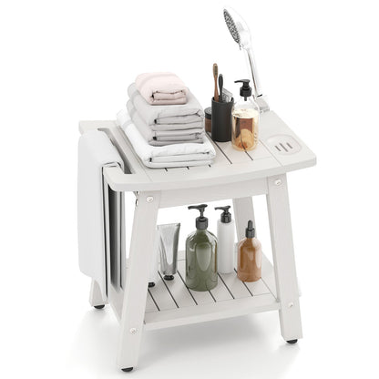 HIPS Shower Bench Seat with Handle Shower Head-White