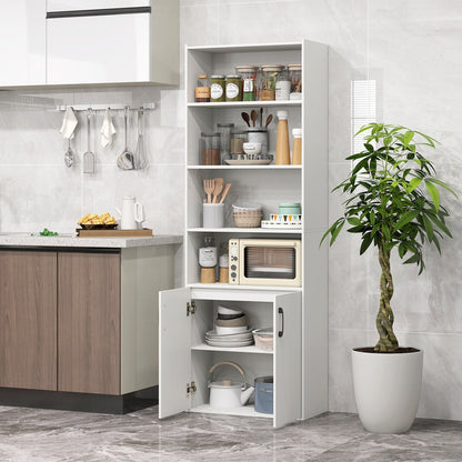 6-tier Modern Style Bookcase with Adjustable Shelves-White