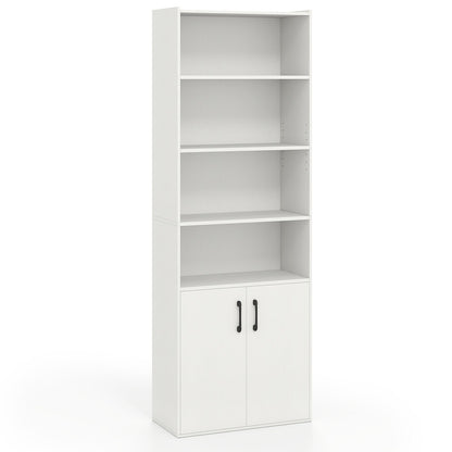 6-tier Modern Style Bookcase with Adjustable Shelves-White