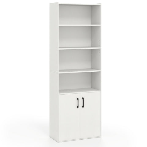 6-tier Modern Style Bookcase with Adjustable Shelves-White