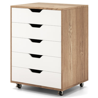 Mobile filing cabinet with 5 drawers, 48 x 39.5 x 65.5 cm, natural
